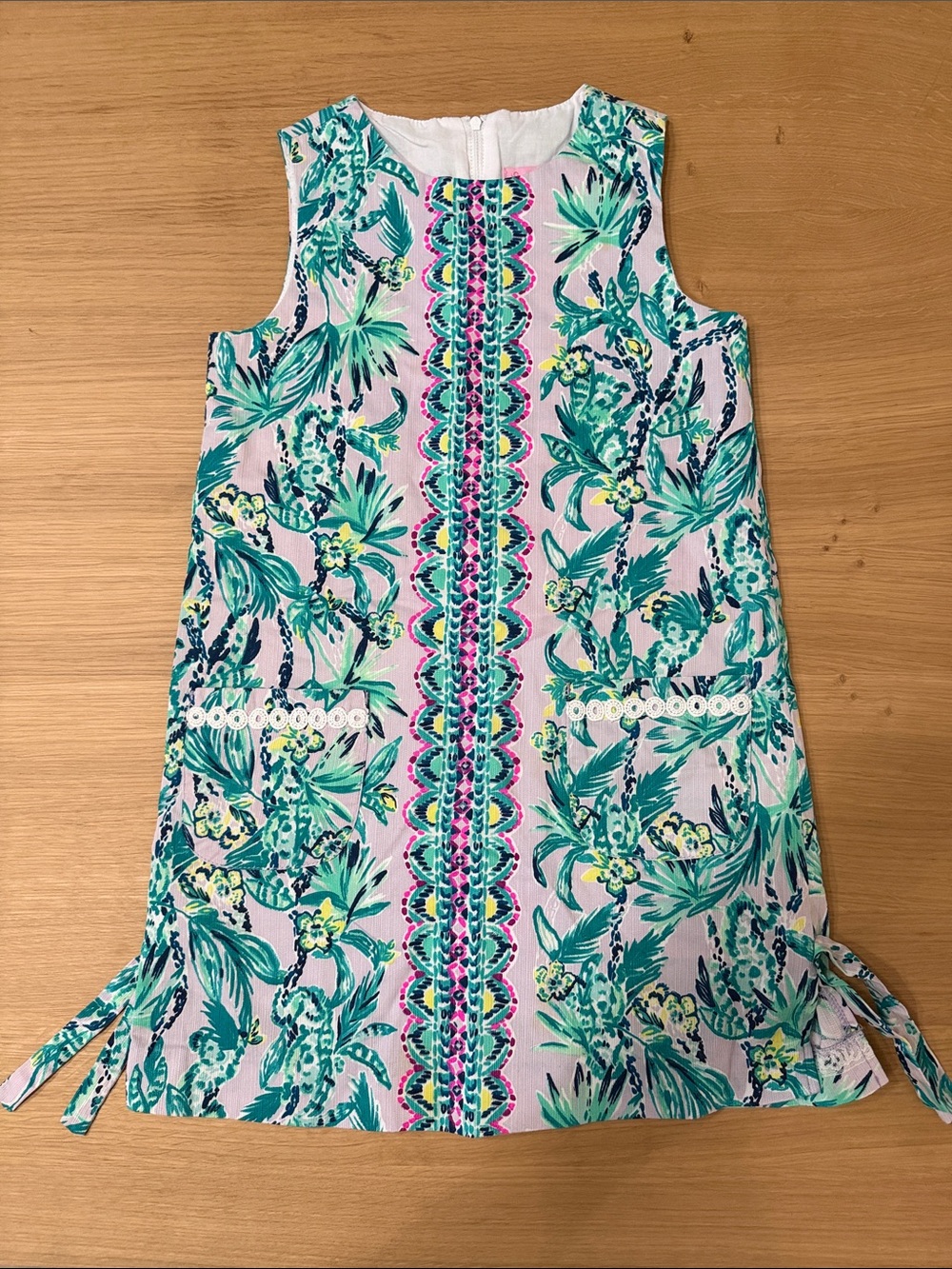 Lilly Pulitzer Girls Tropical Floral A-Line Dress in Teal, Pink, Green